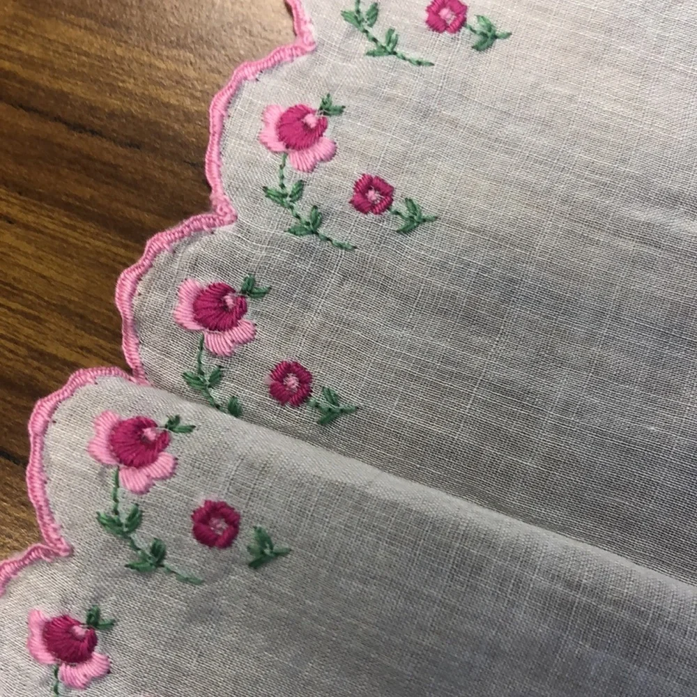 Vintage Rosette Handkerchief or Pocket Square